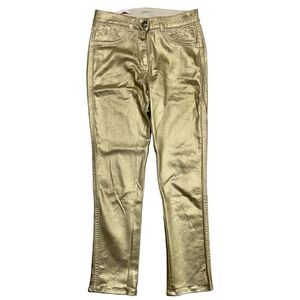 Basler Denim Julienne Gold Metallic Coated Jeans Sz 36